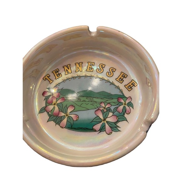 Vintage Tennessee Ashtray Colorful Iridescent Pink Green - Picture 2 of 4